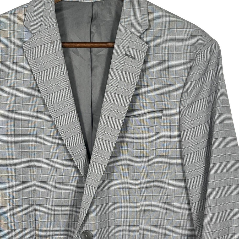 Reaction‎ Kenneth Cole Gray Techni Cole Modern Fit Windowpane Sport Coat 40L - Picture 9 of 16